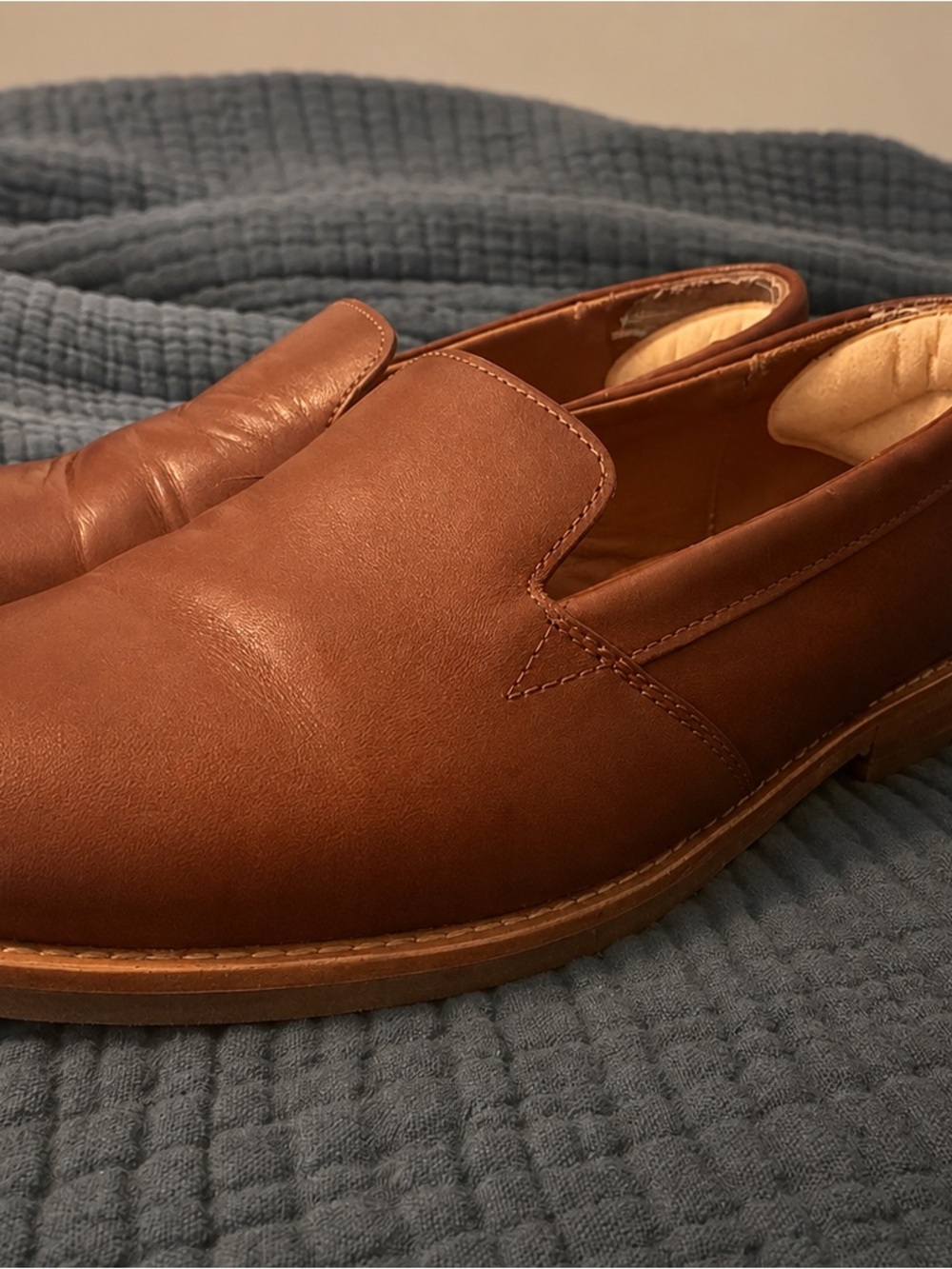 Women's Slip-On Leather Loafers - Brown